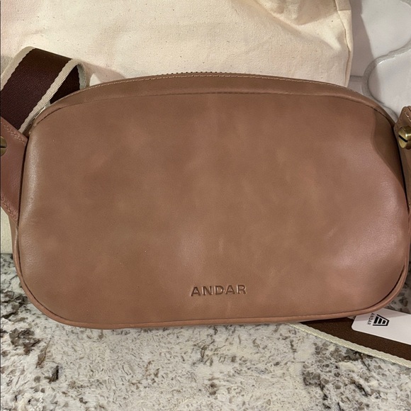 Andar The Devin Checkered Crossbody Bag in Tan and Cream - Picture 9 of 13